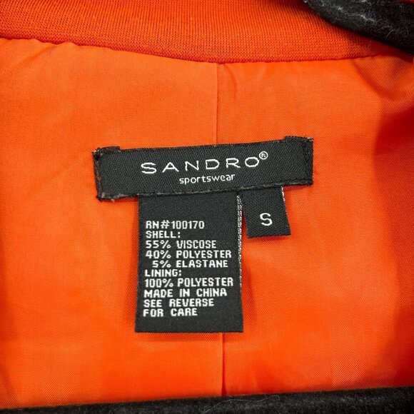 SANDRO Women's Orange Double Breasted Outdoor Spring Fall Peacoat Size Small - Picture 5 of 6